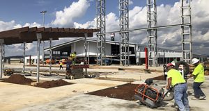 Hardscape Coming Together in the Talladega Garage Experience Talladega transformation