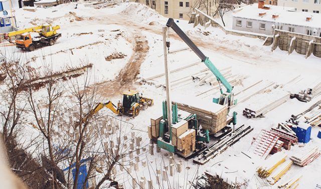 WinterConstruction equipment in winter weather